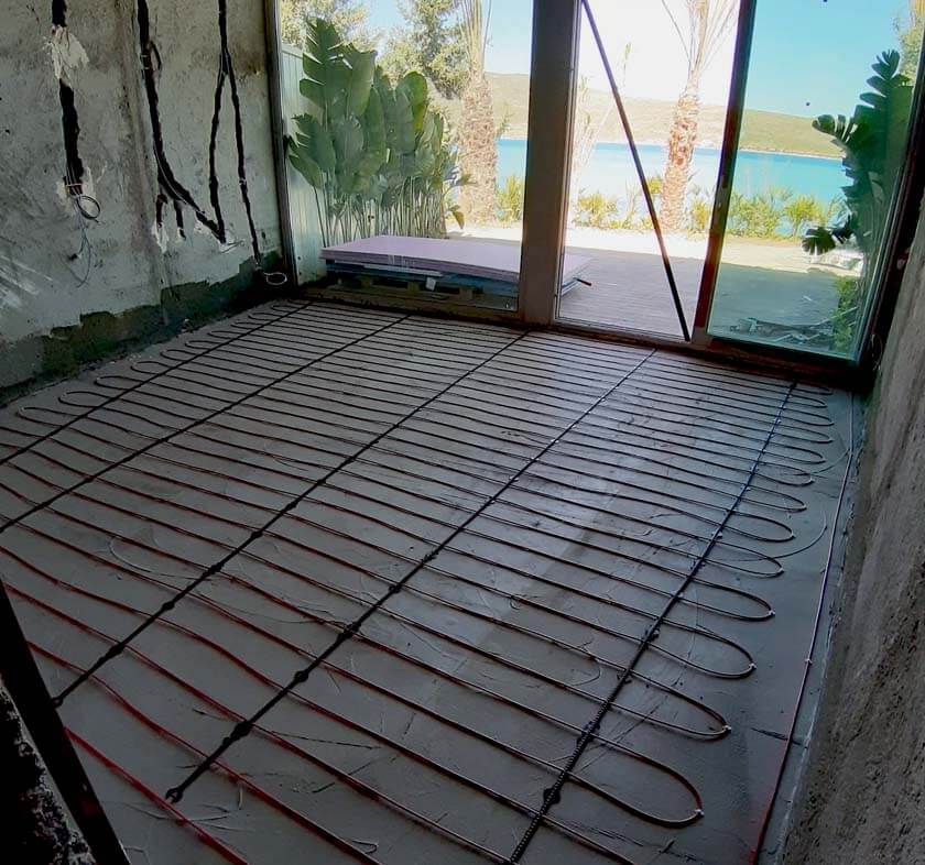 otel iin elektrikli yerden stma , eme kablolu yerden stma , alaat zeminden stma