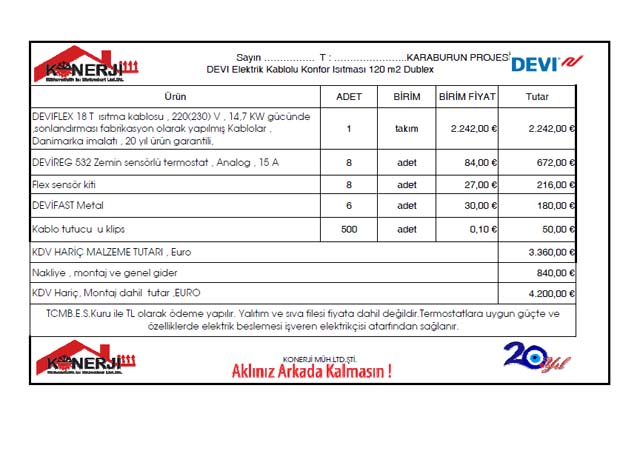 kablolu konforlu zemin stma