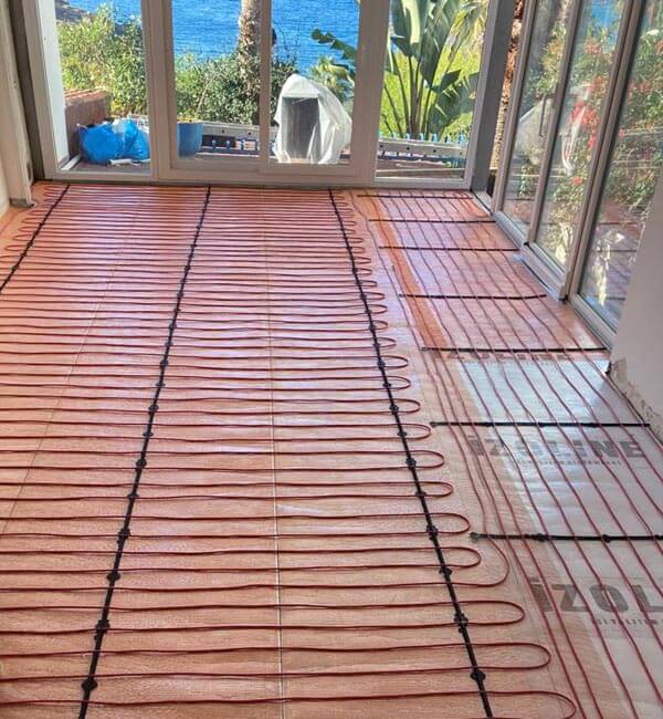 elektrikli zeminden stma uygulamas , Bodrum , YALIKAVAK